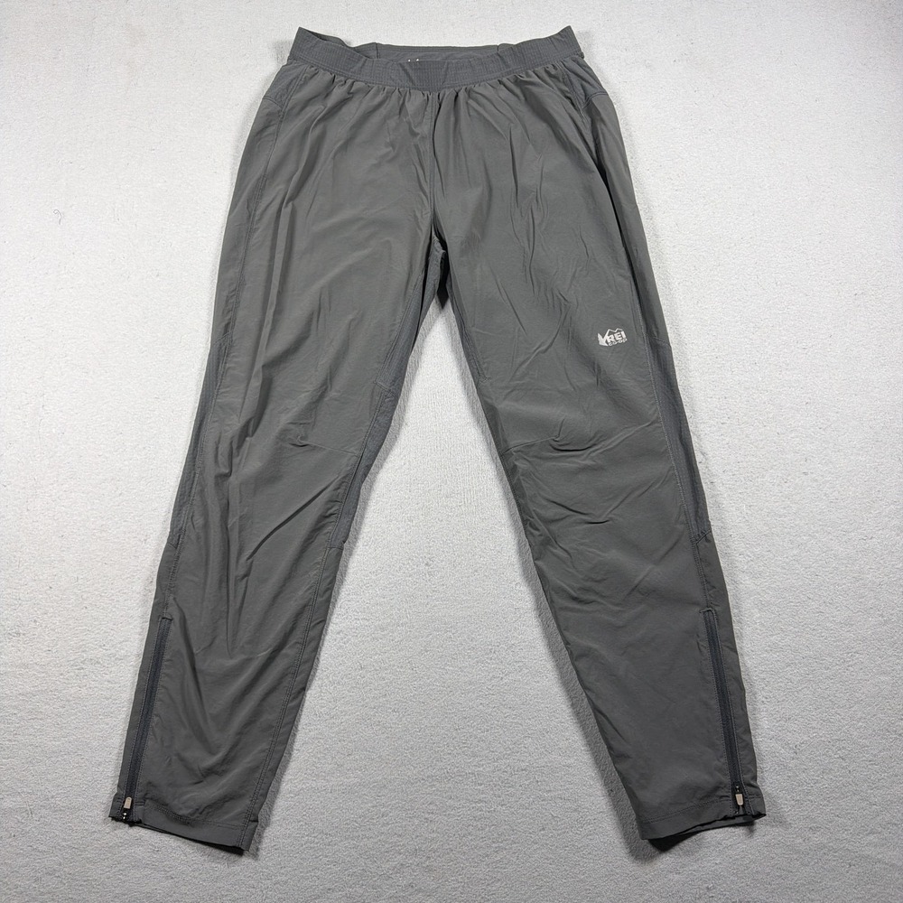 REI Co-op Pants Mens Medium Gray Track Joggers Zip Pocket Reflective Stretch